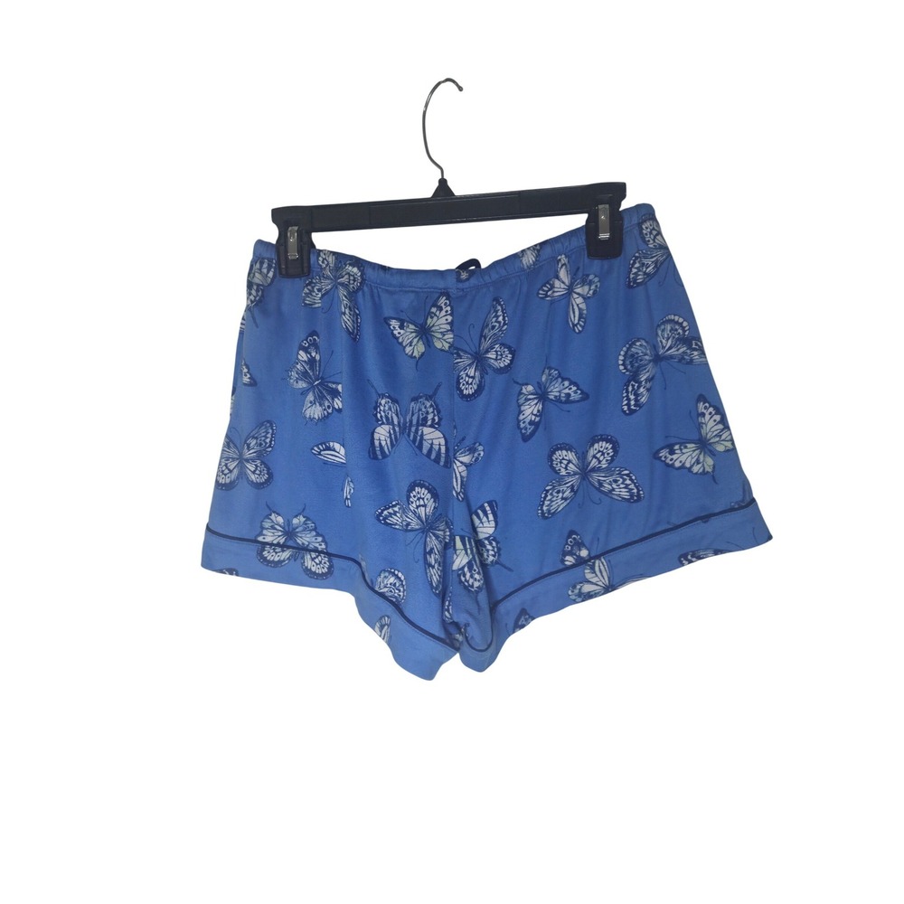 Flora by Flora Nikrooz Womens Blue Butterfly Pajama Set Shorts Long Sleeve M - Picture 6 of 8